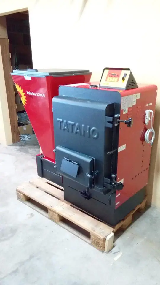 Caldera de biomasa Tatano lista para instalar